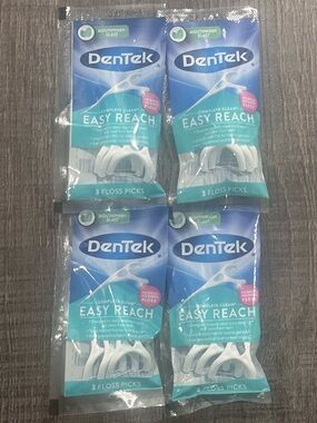 💞 Set of 4 New DenTek Easy Reach 3-Count Mint Flavored Floss Picks Travel Packs